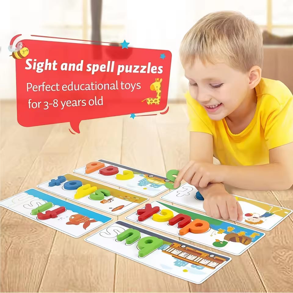 3D ABC Wooden Spelling Game with Cards – Learn Words, Hands-On!